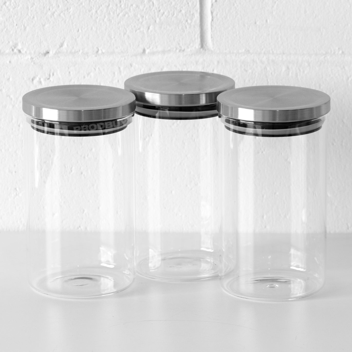 Set of 3 Glass 1.2 Litre Jars with Stainless Steel Lids