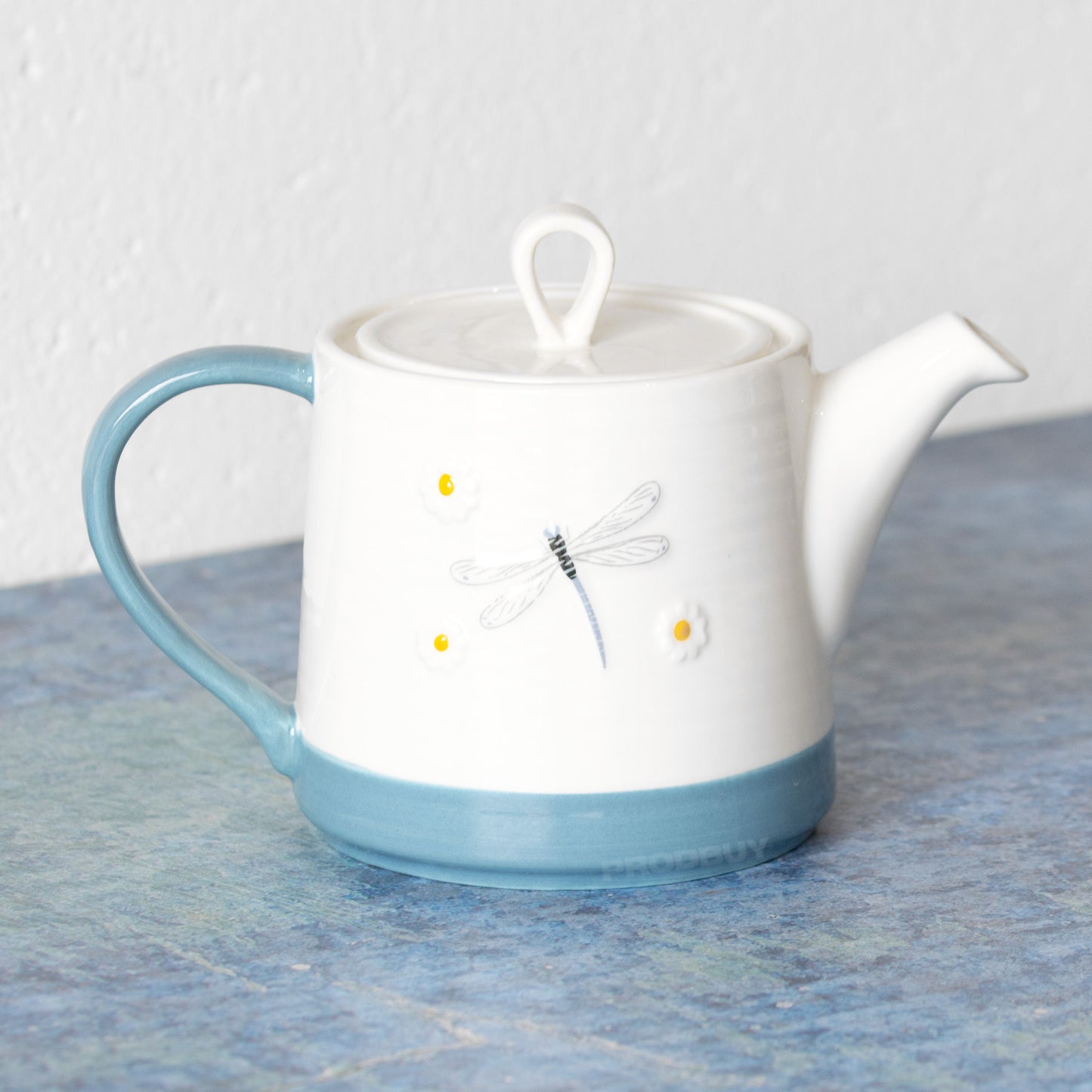 White & Blue 1 Litre Ceramic Cafe Teapot