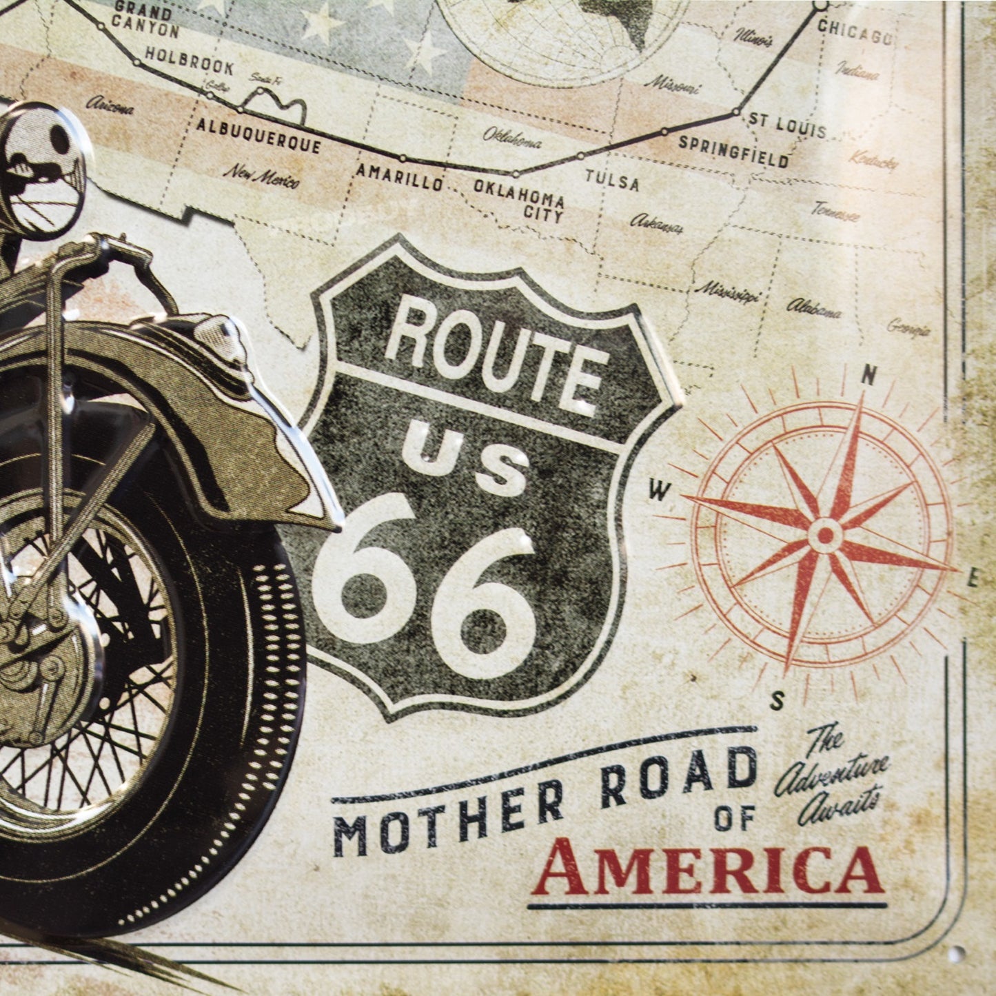 Route 66 Motorbike 30cm Metal Wall Sign