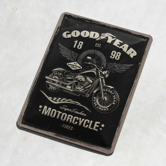 Goodyear Motorcycle Tyres 20cm Metal Wall Sign