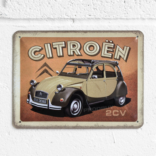 Citroën 2CV Car 20cm Metal Wall Sign