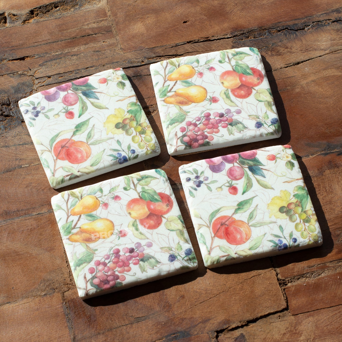 Pack of 4 Floral Fruits Thick Resin Coasters