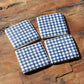 Pack of 4 Blue Gingham Thick Resin Coasters