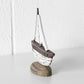 Small Rustic Wooden Brown & White Sailing Boat