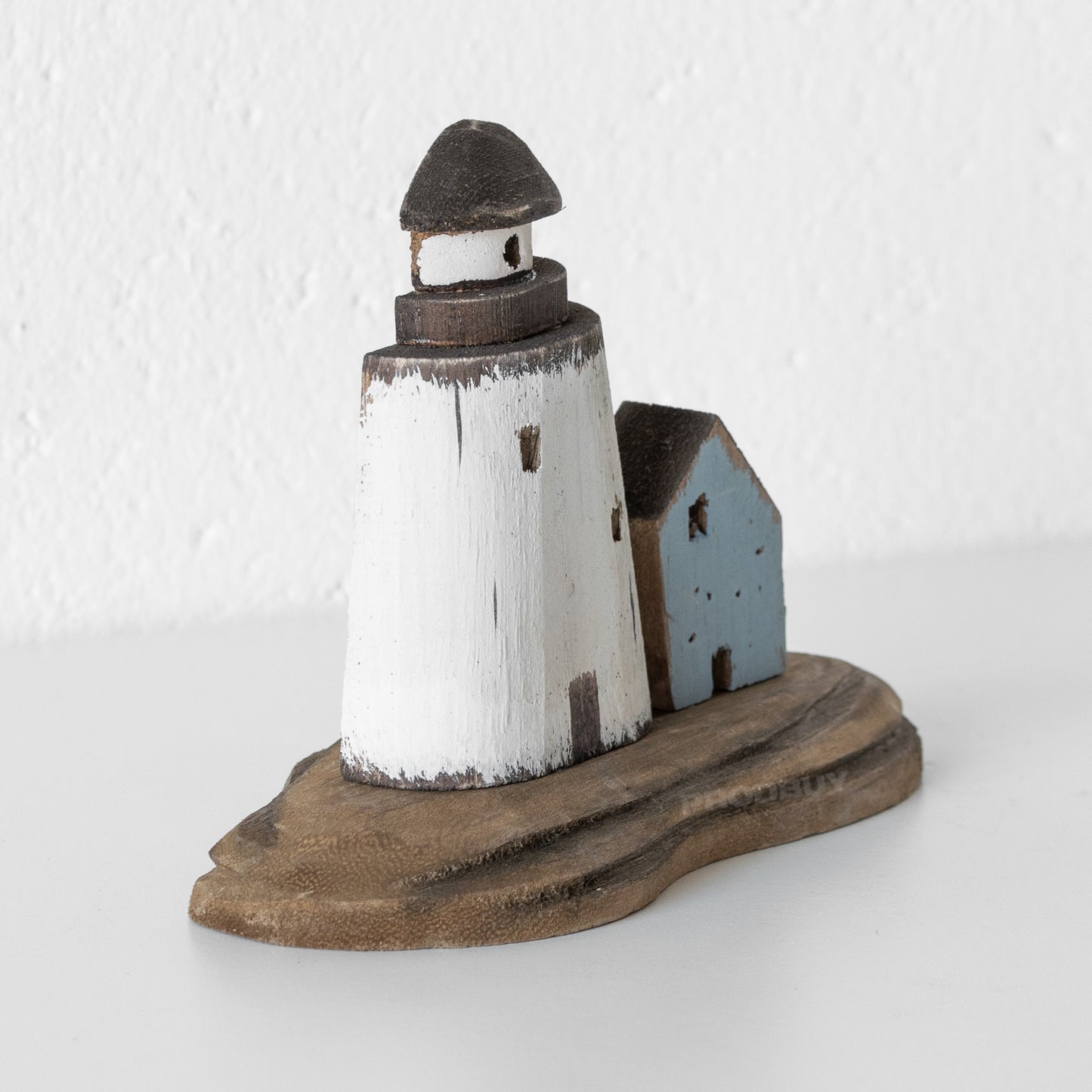 Wooden Brown & White Lighthouse Cottage Ornament
