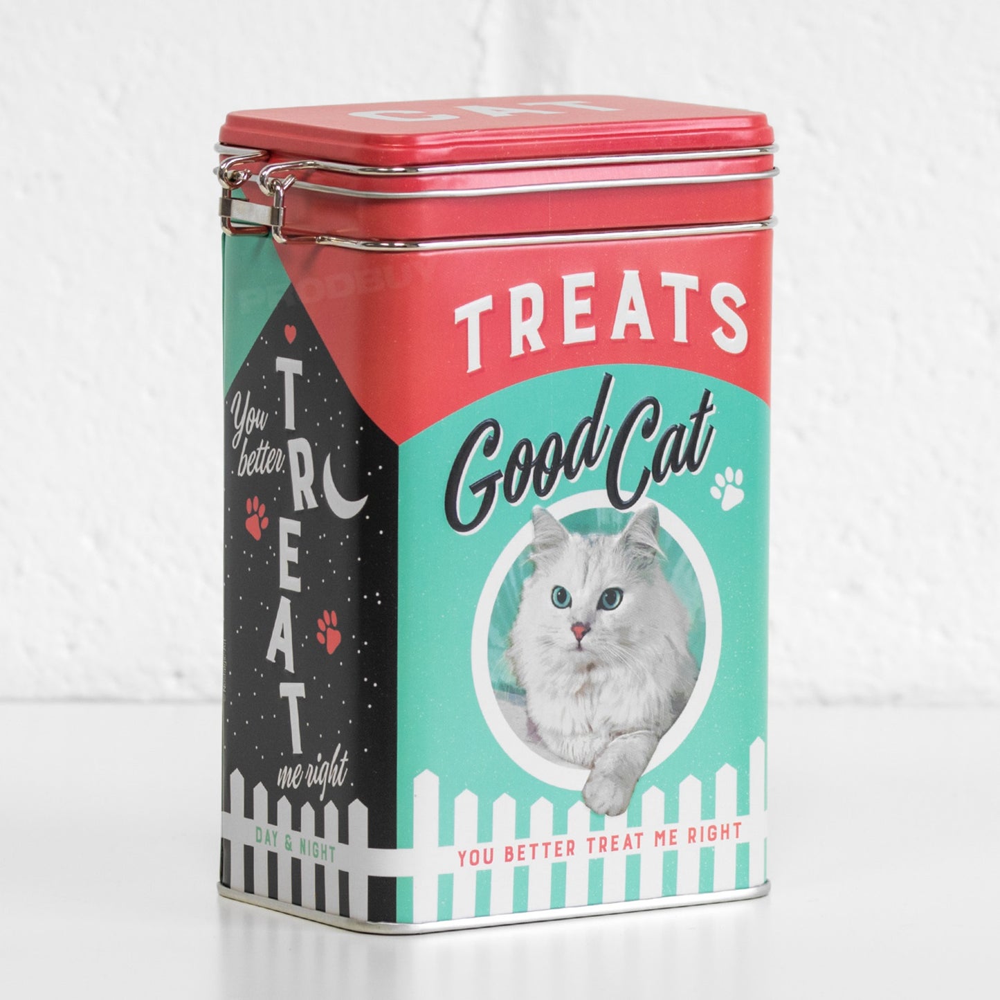 Good Cat Treats Clip Top 1.3 Litre Storage Tin