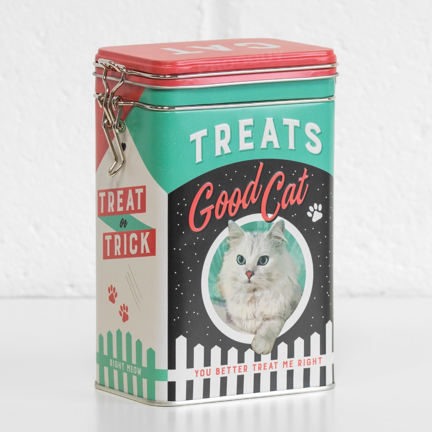 Good Cat Treats Clip Top 1.3 Litre Storage Tin