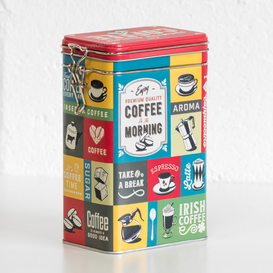 Retro 'Coffee Collage' 1.3 Litre Storage Tin