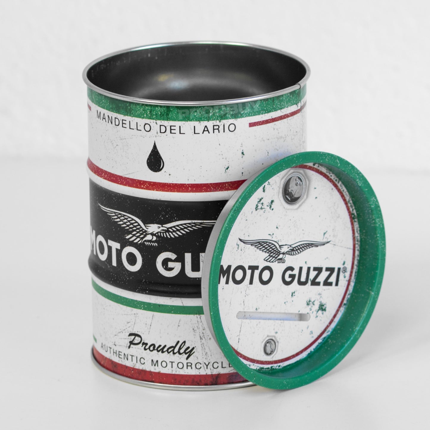 Moto Guzzi Oil Barrel Money Tin