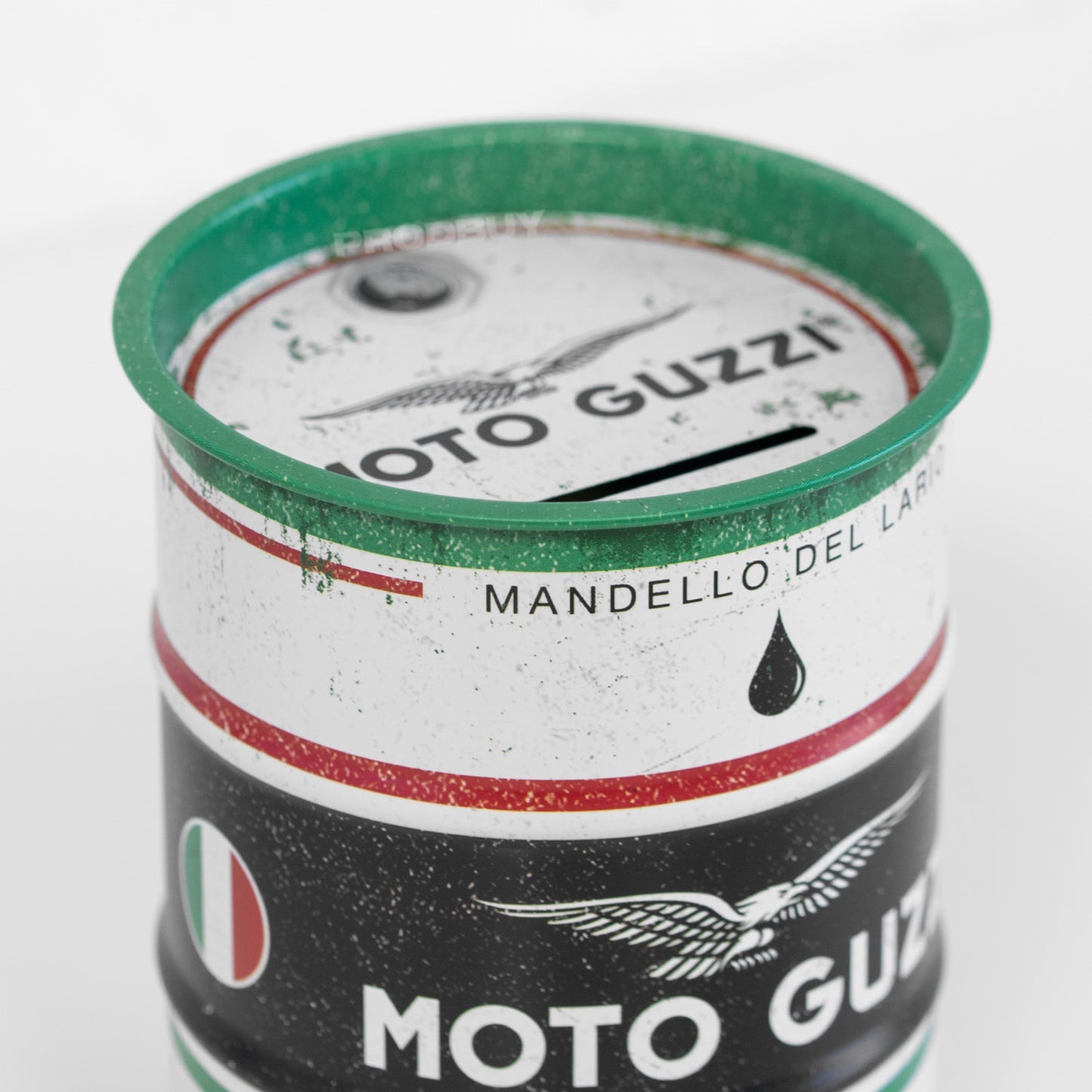 Moto Guzzi Oil Barrel Money Tin