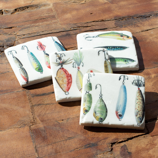 Pack of 4 Fly Fishing Thick Resin Coasters