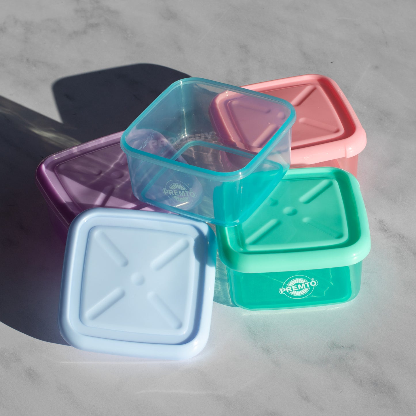 Set of 4 Small Pastel Colour Lunch Boxes 10cm
