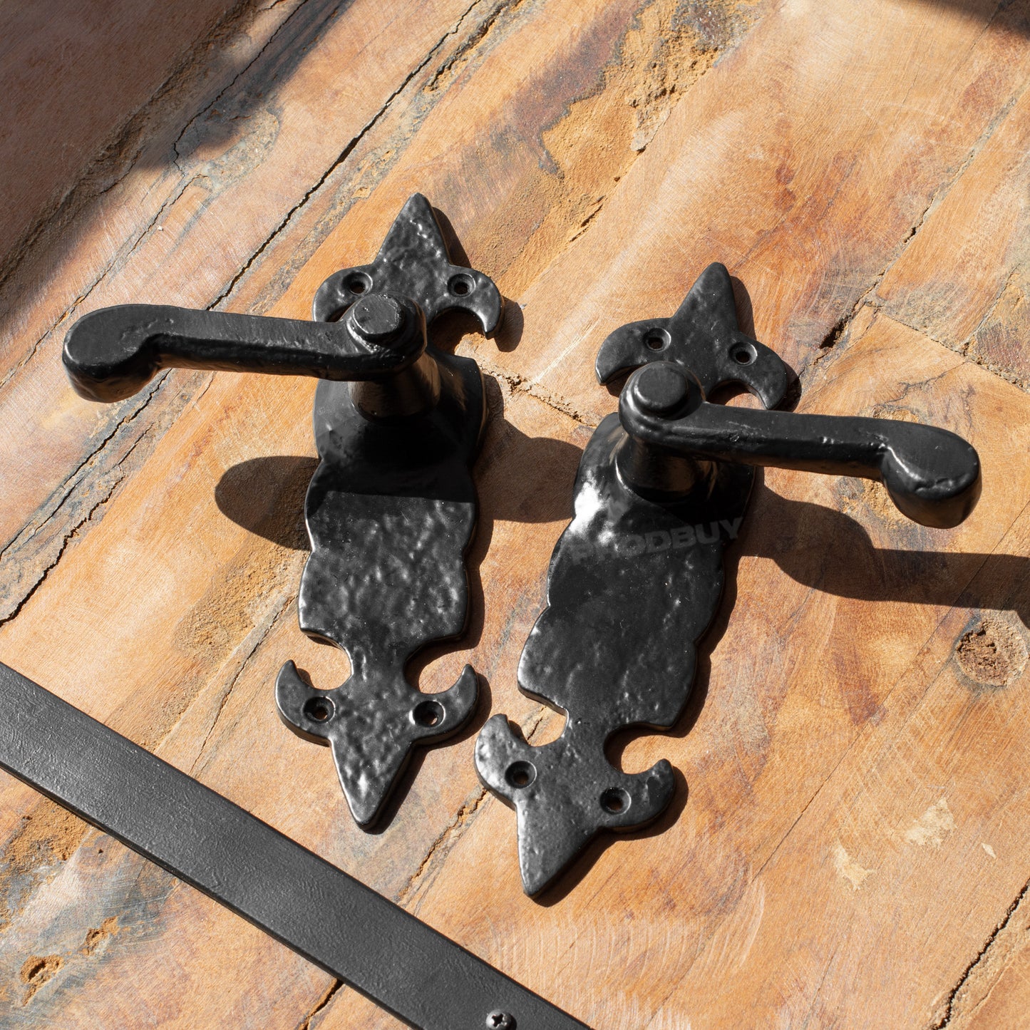 Pair of Black Cast Iron Lever Door Handles