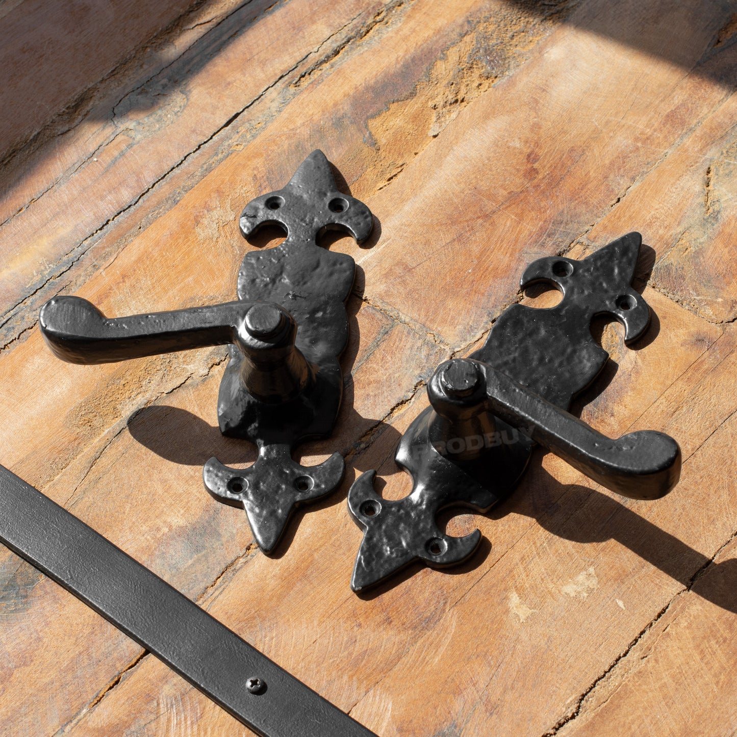 Pair of Black Cast Iron Lever Door Handles