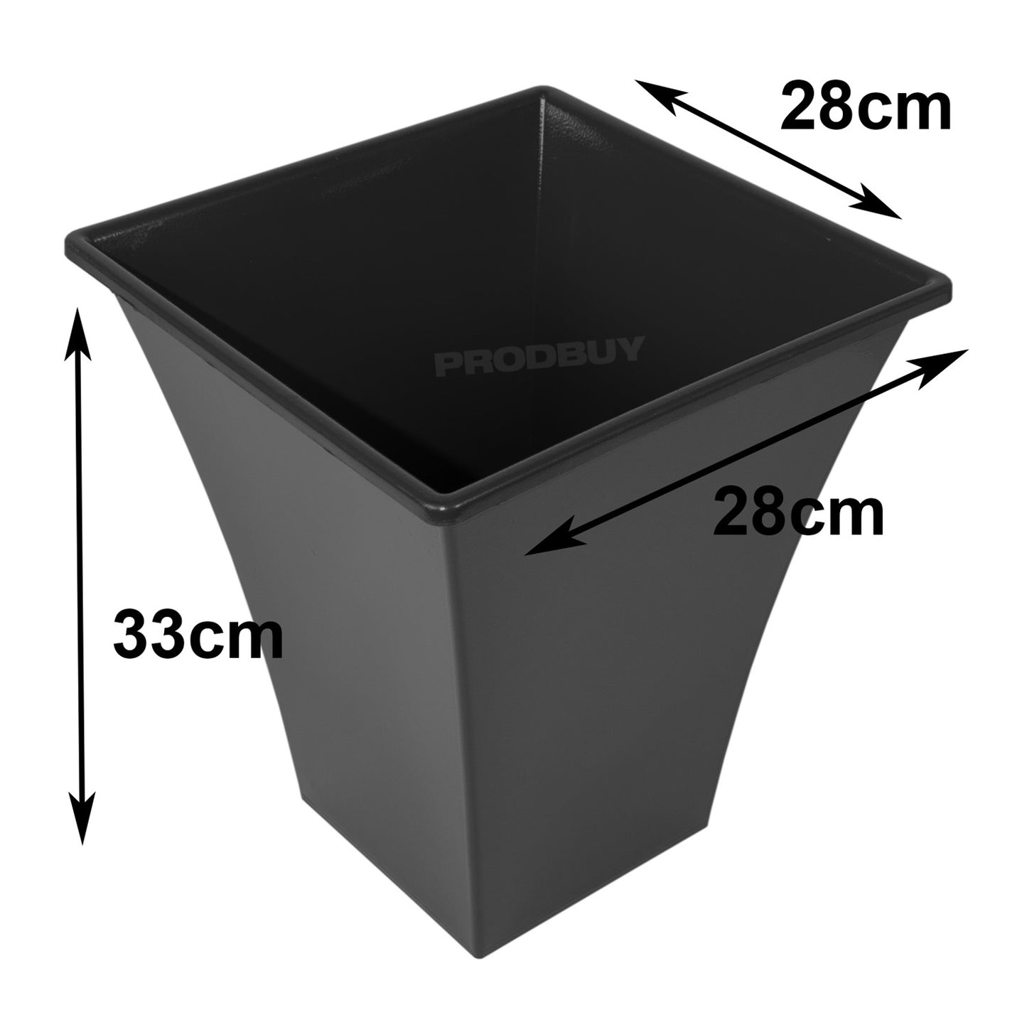 Set of 2 Slate Black 28cm Plastic Square Garden Planters