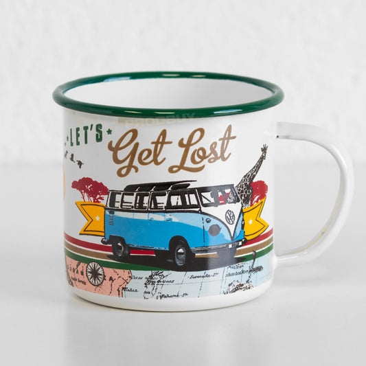 'Let's Get Lost' Enamel Coffee Mug