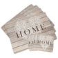 Set of 4 Placemats & 4 Coasters 'Home Heart' Wood Style
