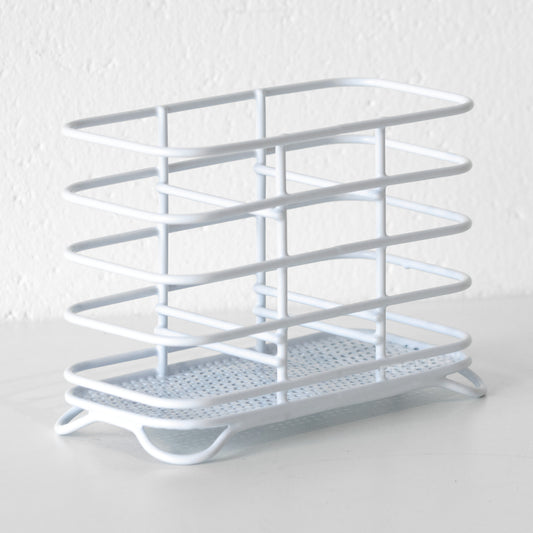 White Metal Wire Cutlery Storage Holder Sink Tidy