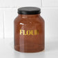 Amber Glass 'Flour' Storage Jar with Black Lid