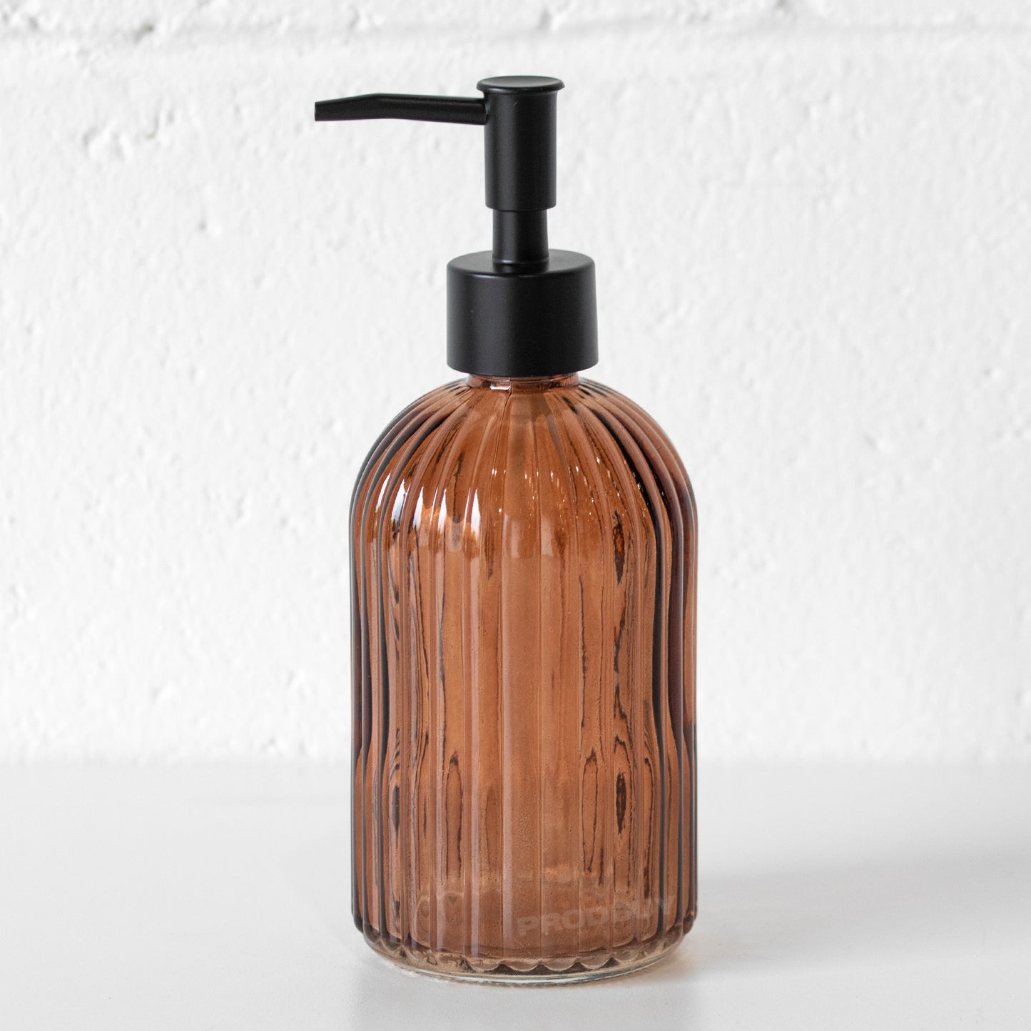 Amber Glass Soap Dispenser with Black Top 400ml