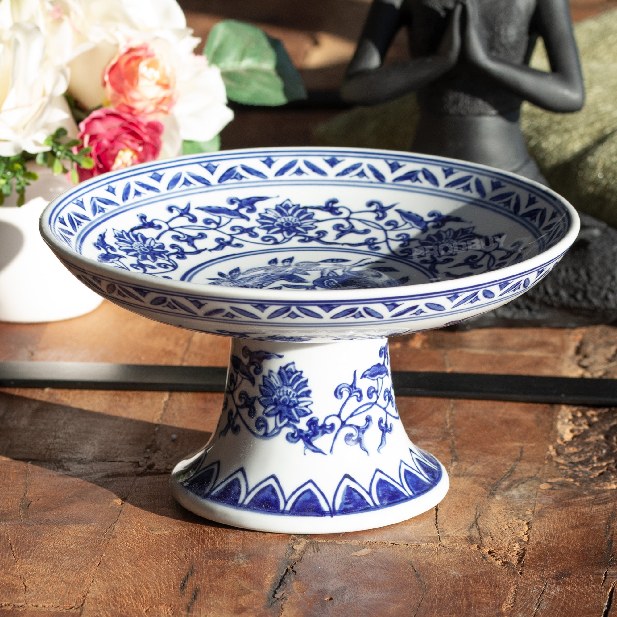 Blue and hotsell white cake stand