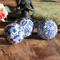 Set of 3 Blue & White Floral Deco Balls