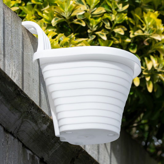 Set of 4 White Fence Hanging Garden Plant Pots