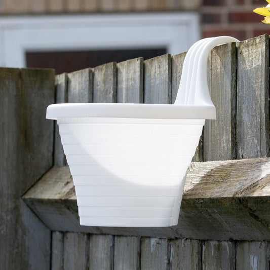 Set of 5 White Fence Hanging Garden Plant Pots