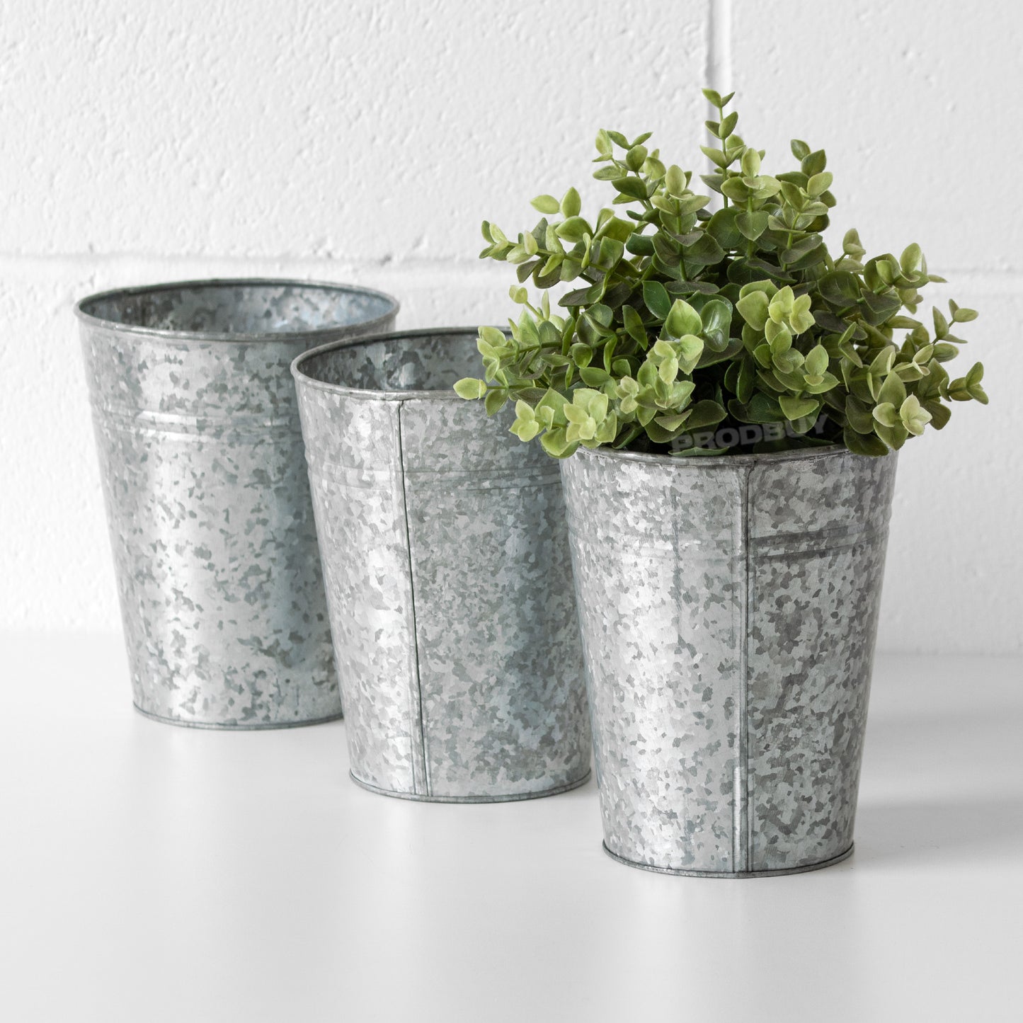 Silver Round Galvanised 18cm Tall Planter