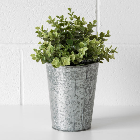 Silver Round Galvanised 18cm Tall Planter