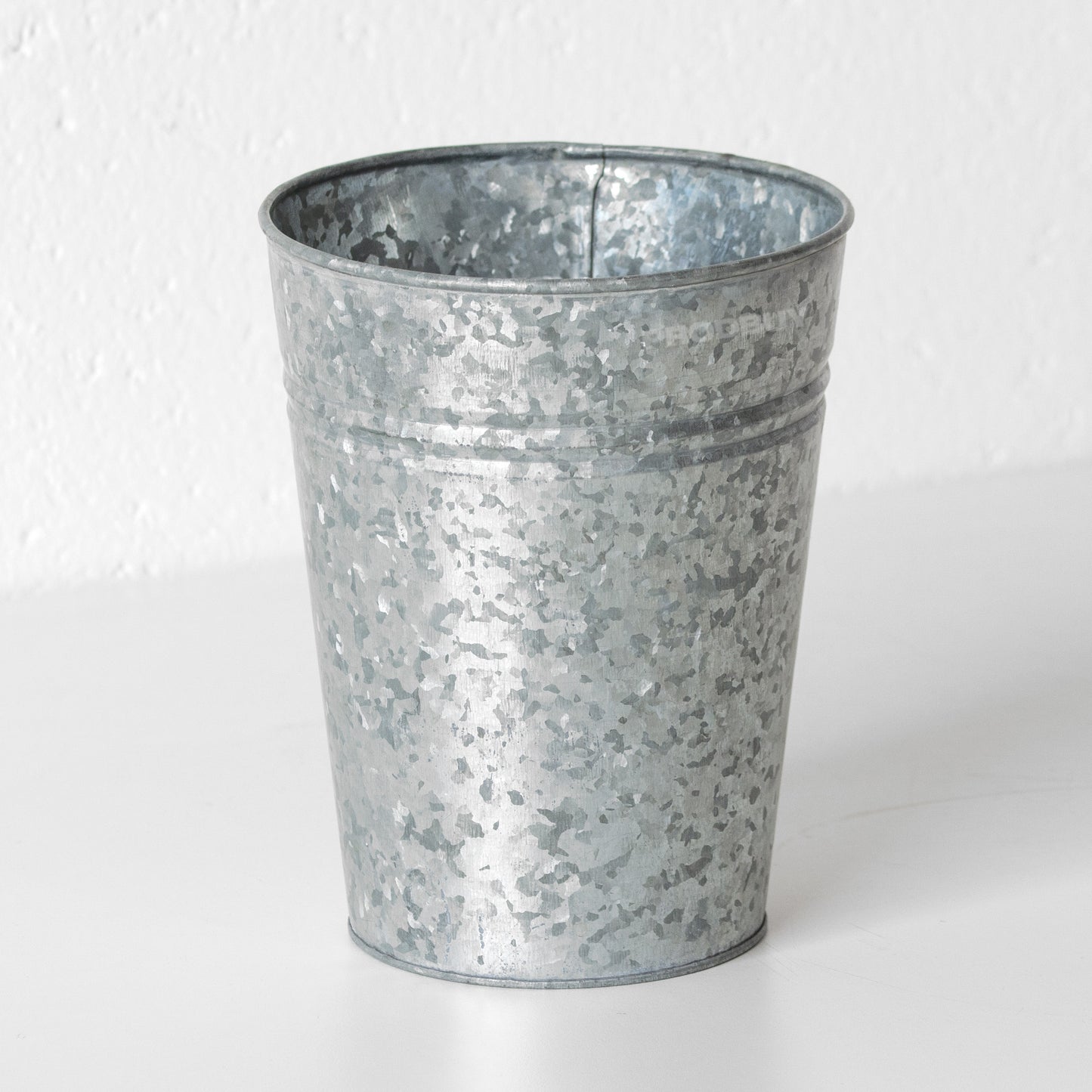 Silver Round Galvanised 18cm Tall Planter