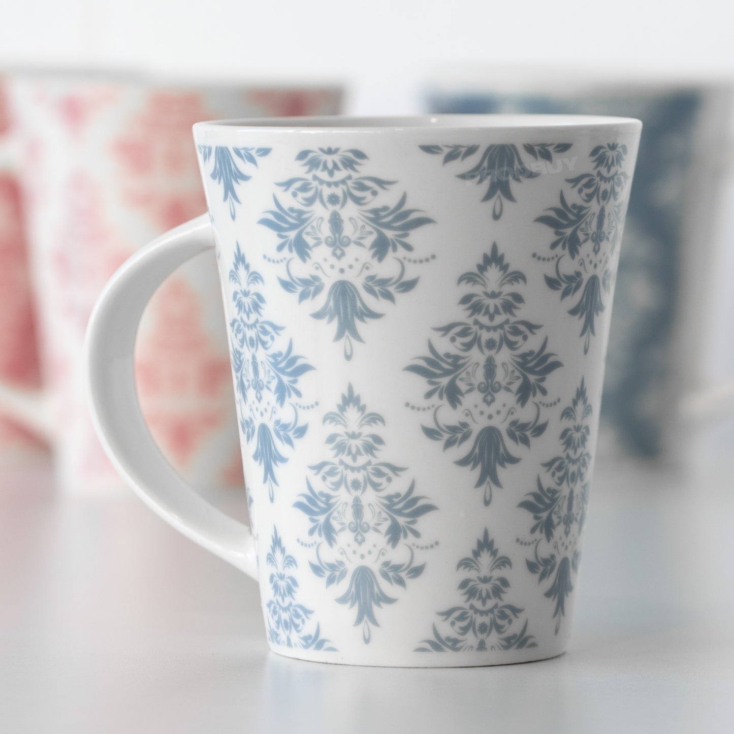 Set of 4 Damask Pattern New Bone China Mugs