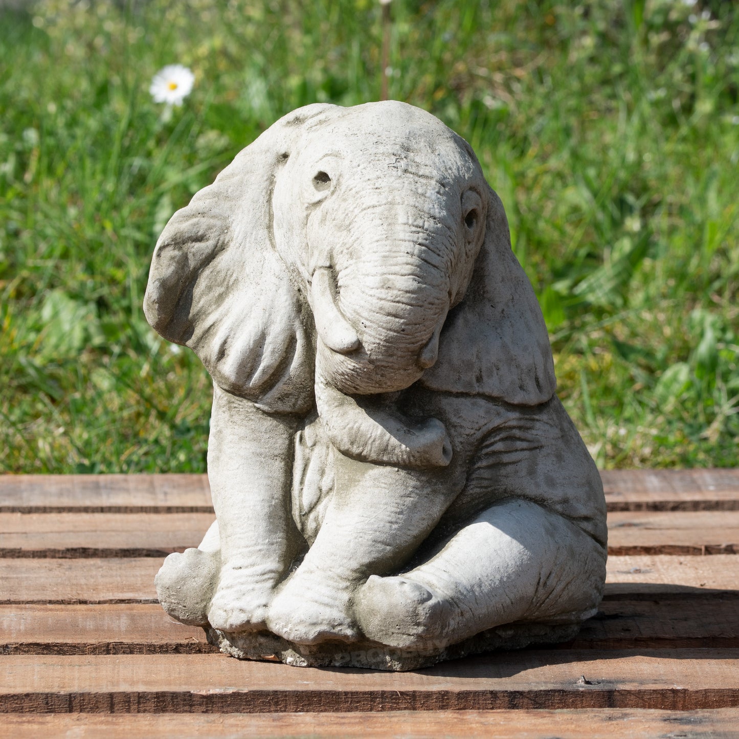 Heavy Stone Sitting Cute Elephant Ornament