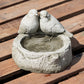 Heavy Stone Birds on Log Garden Bird Feeder Ornament