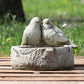 Heavy Stone Birds on Log Garden Bird Feeder Ornament