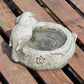 Heavy Stone Birds on Log Garden Bird Feeder Ornament