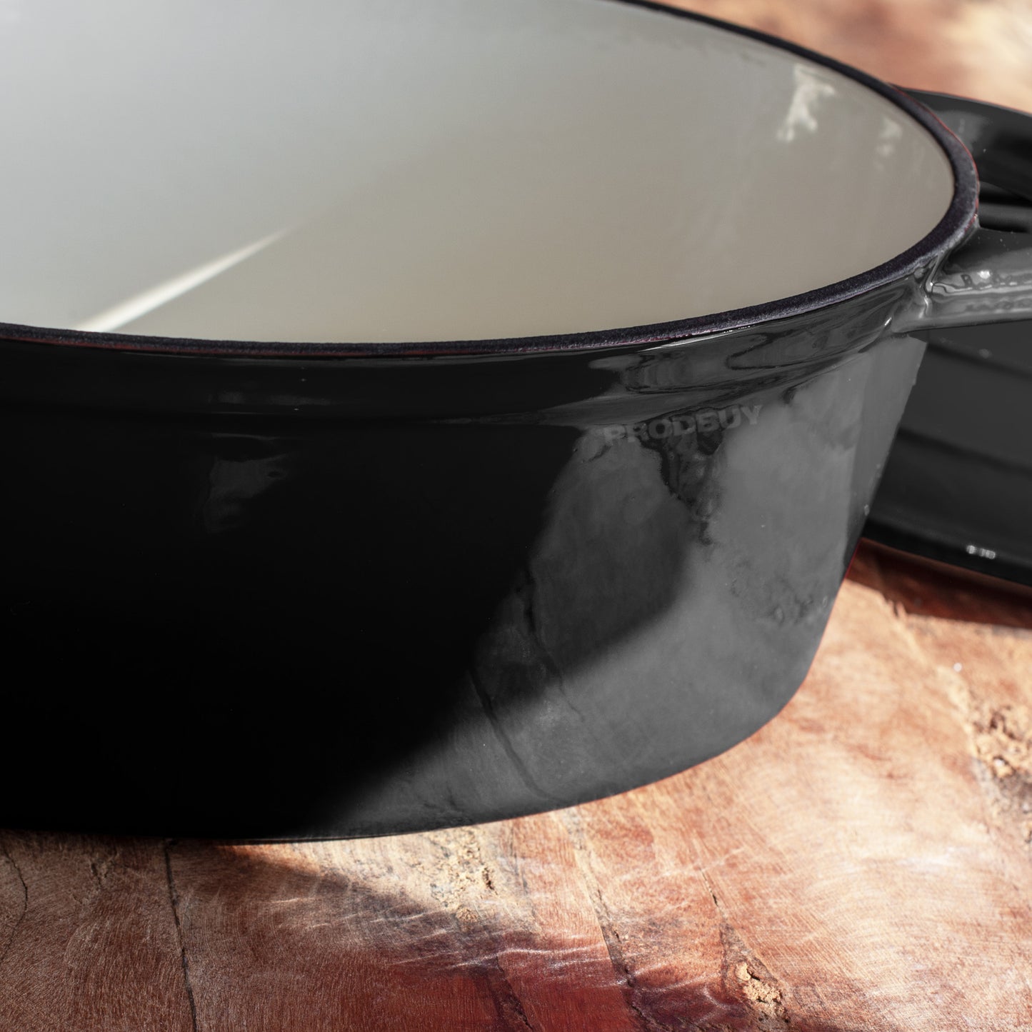 Black Cast Iron 29cm Oval Deep Casserole Dish with Lid