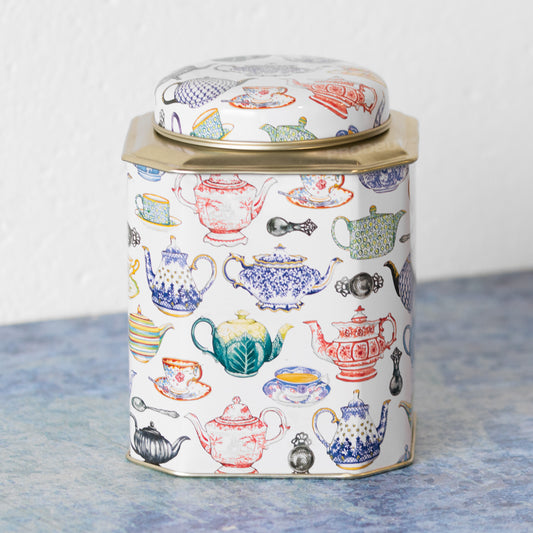 Colour Teapots Tea Storage Tin 1L