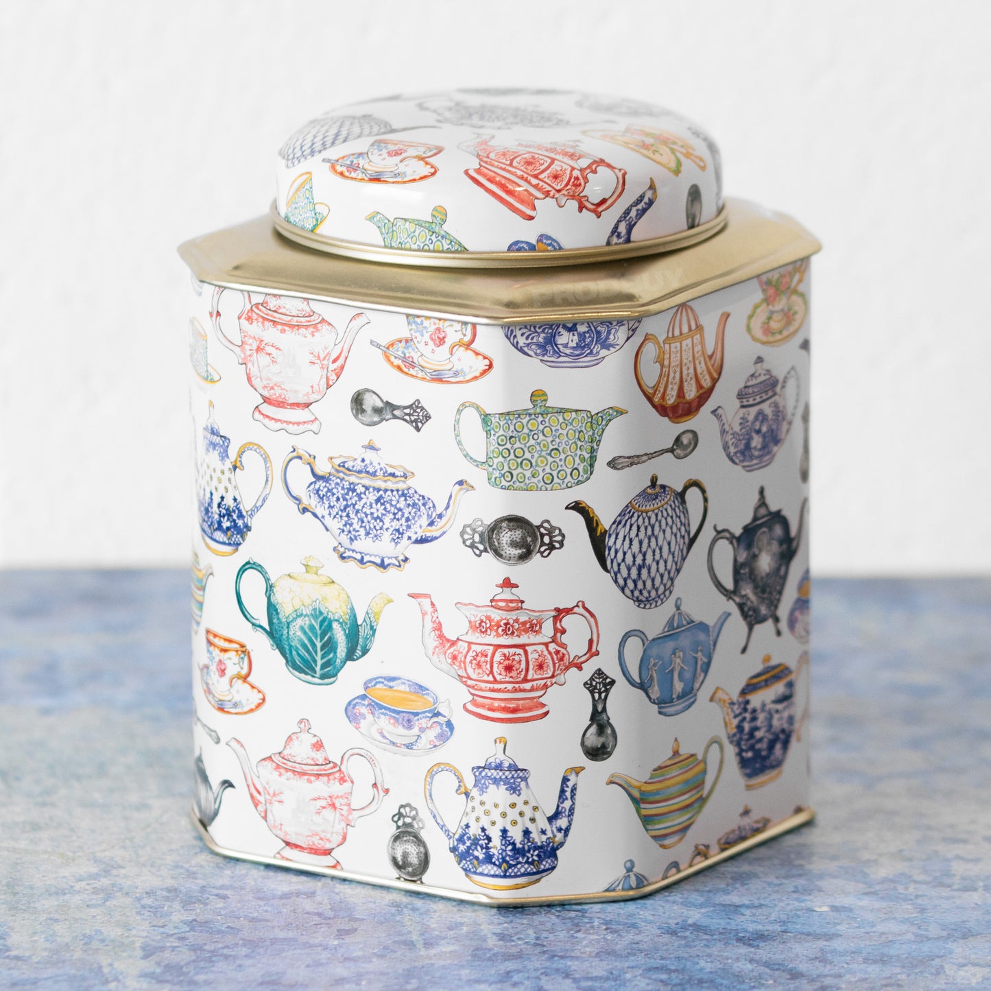Colour Teapots Tea Storage Tin 1L