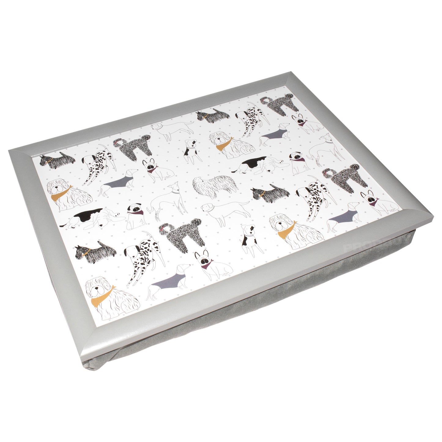 Grey & White Dogs Cushioned Lap Tray