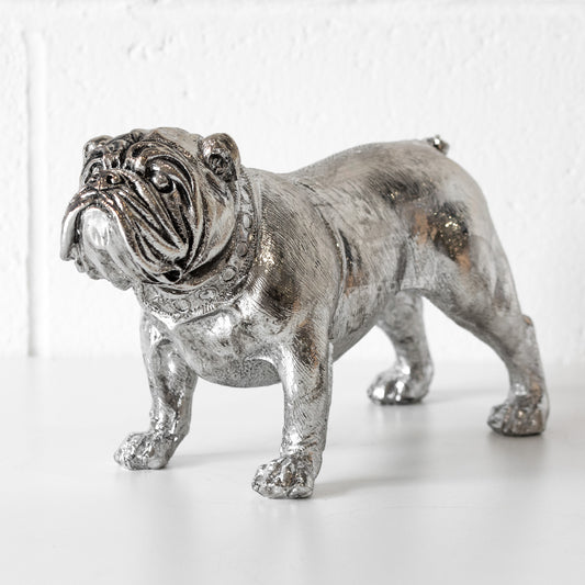 Silver Resin British Bulldog Ornament