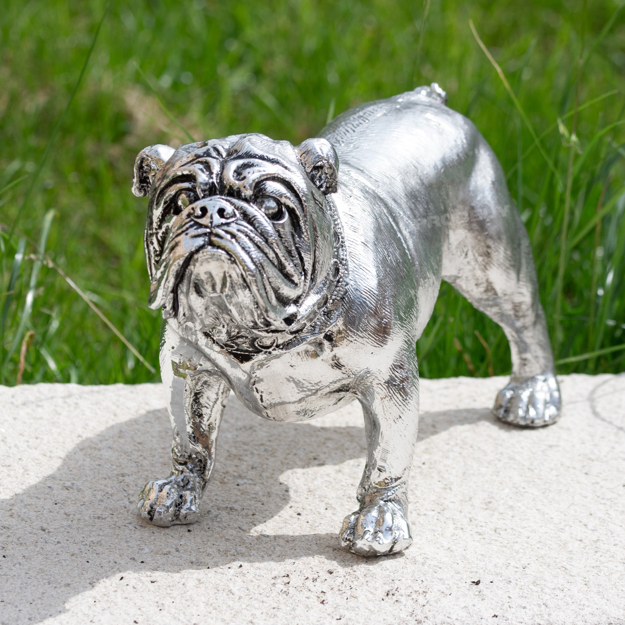 Silver Resin British Bulldog Ornament – Robert David Home