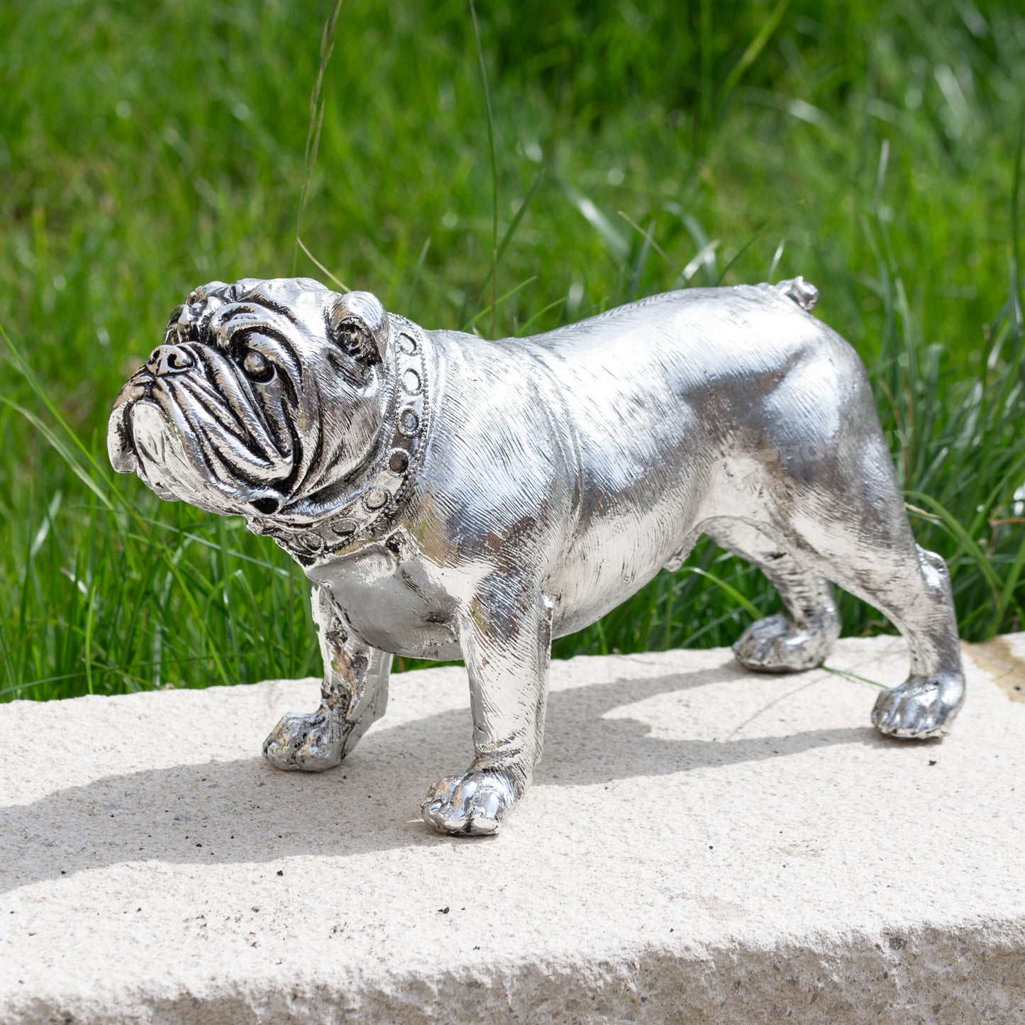 Silver Resin British Bulldog Ornament