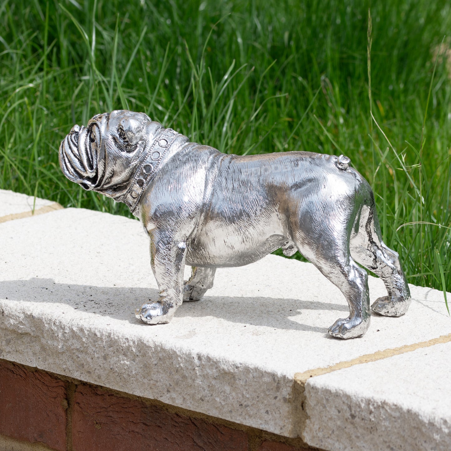 Silver Resin British Bulldog Ornament