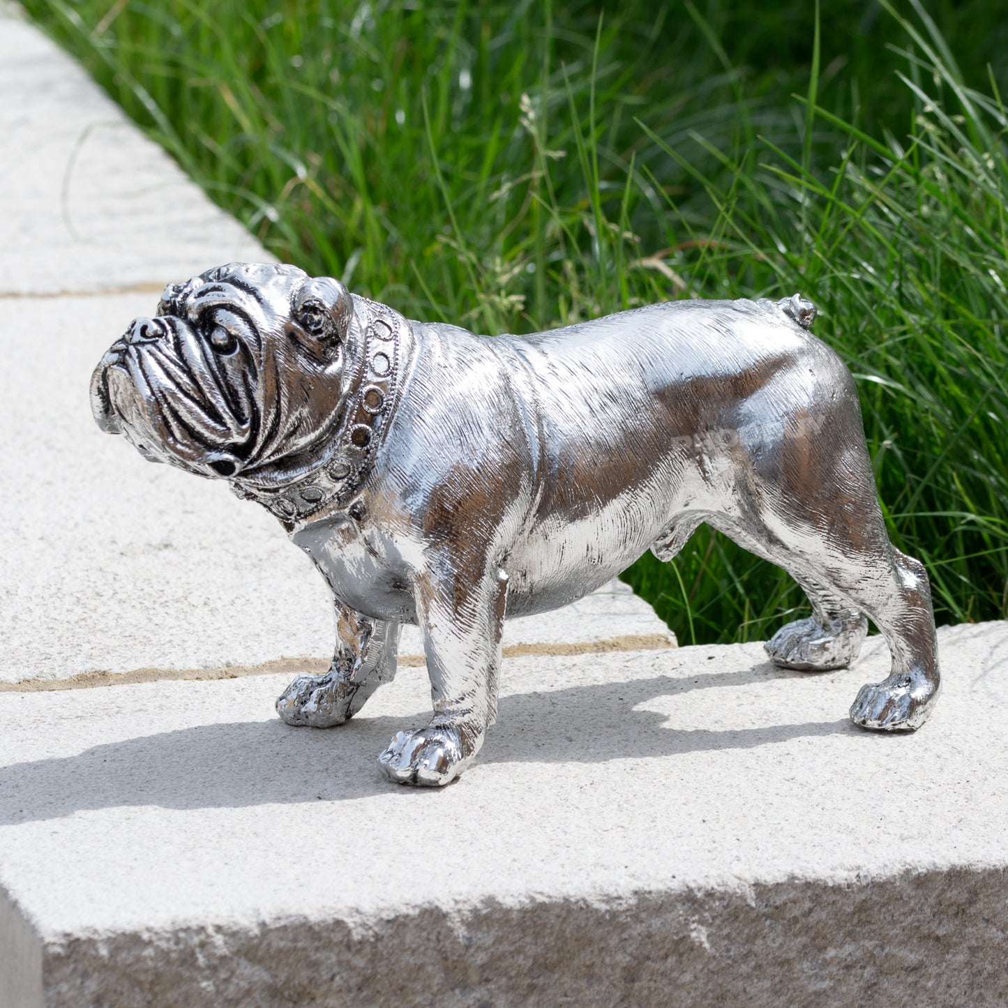 Silver Resin British Bulldog Ornament