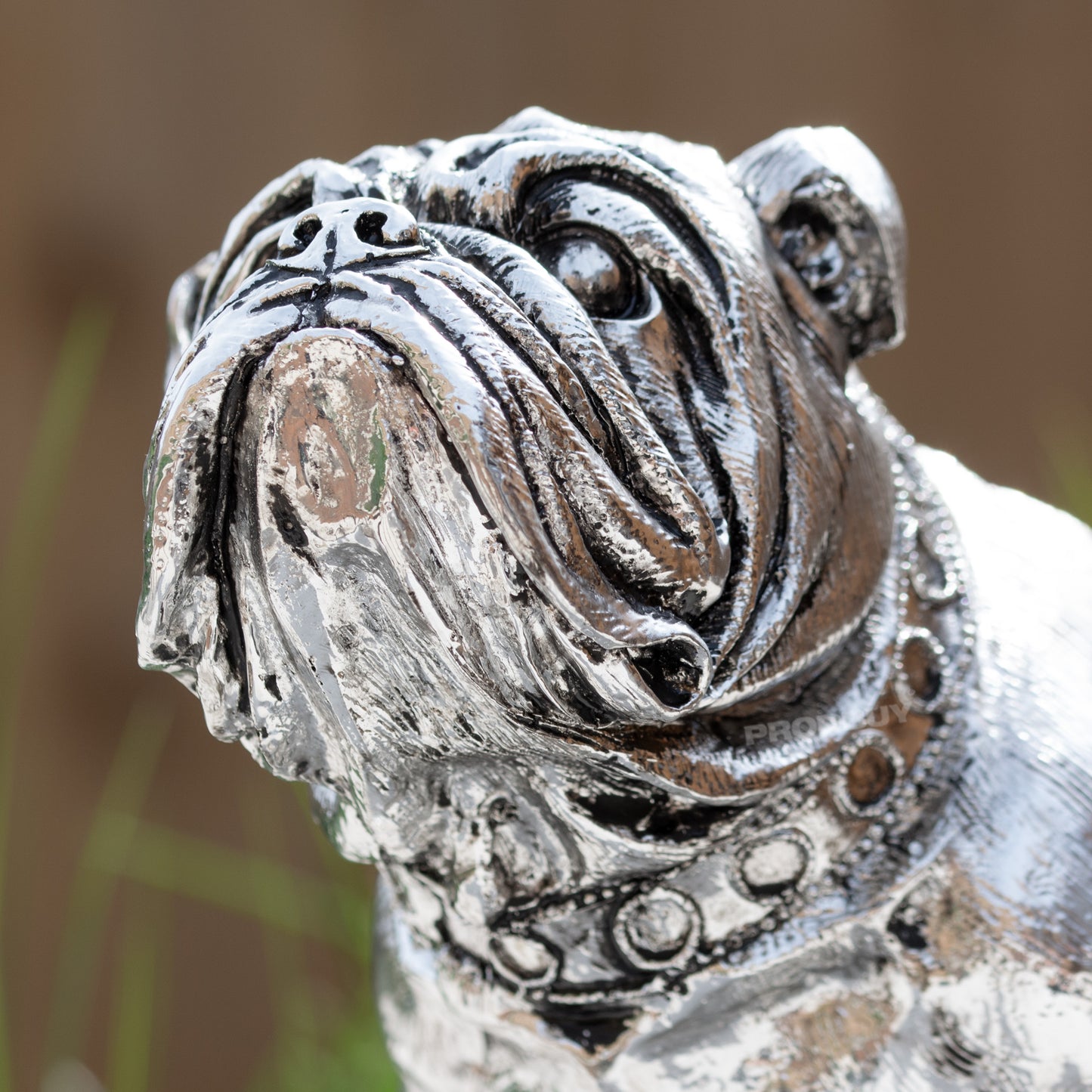 Silver Resin British Bulldog Ornament