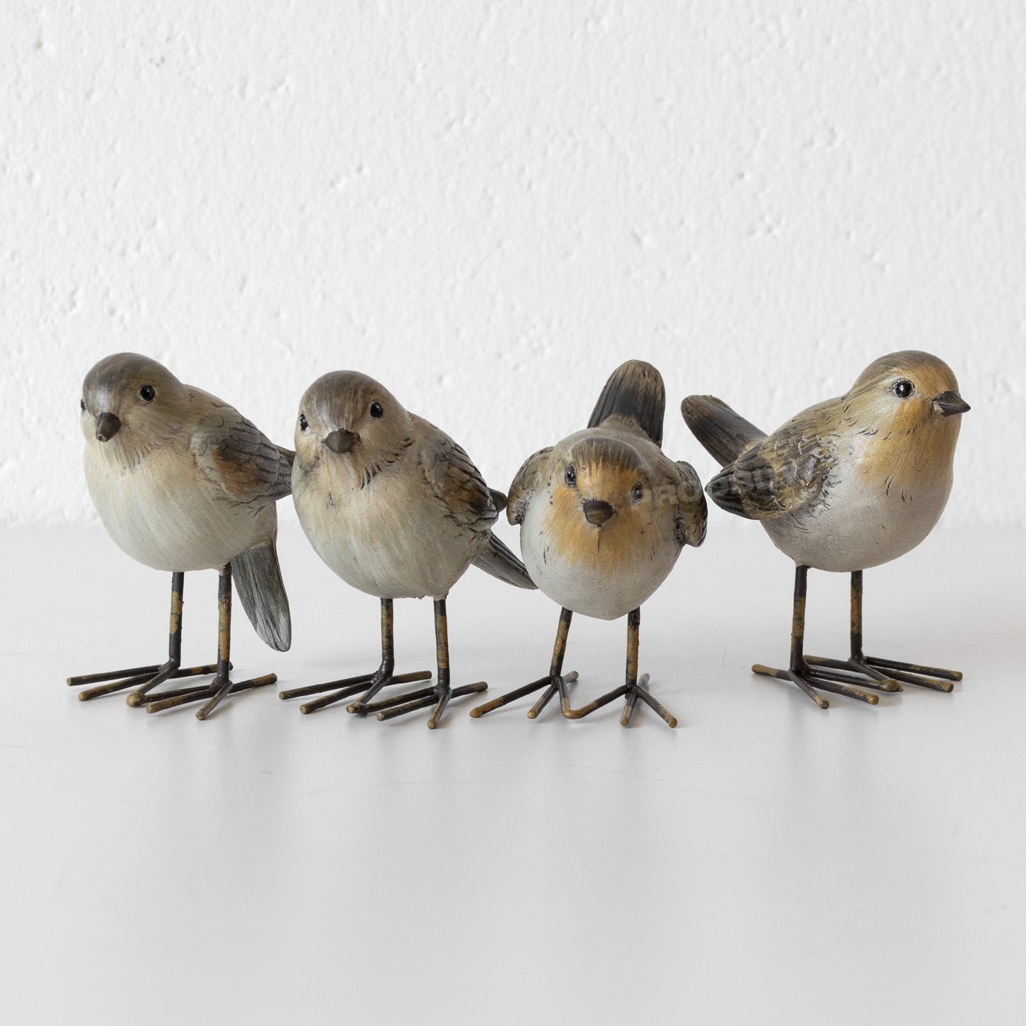 Set of 4 Small British Bird Garden Ornaments