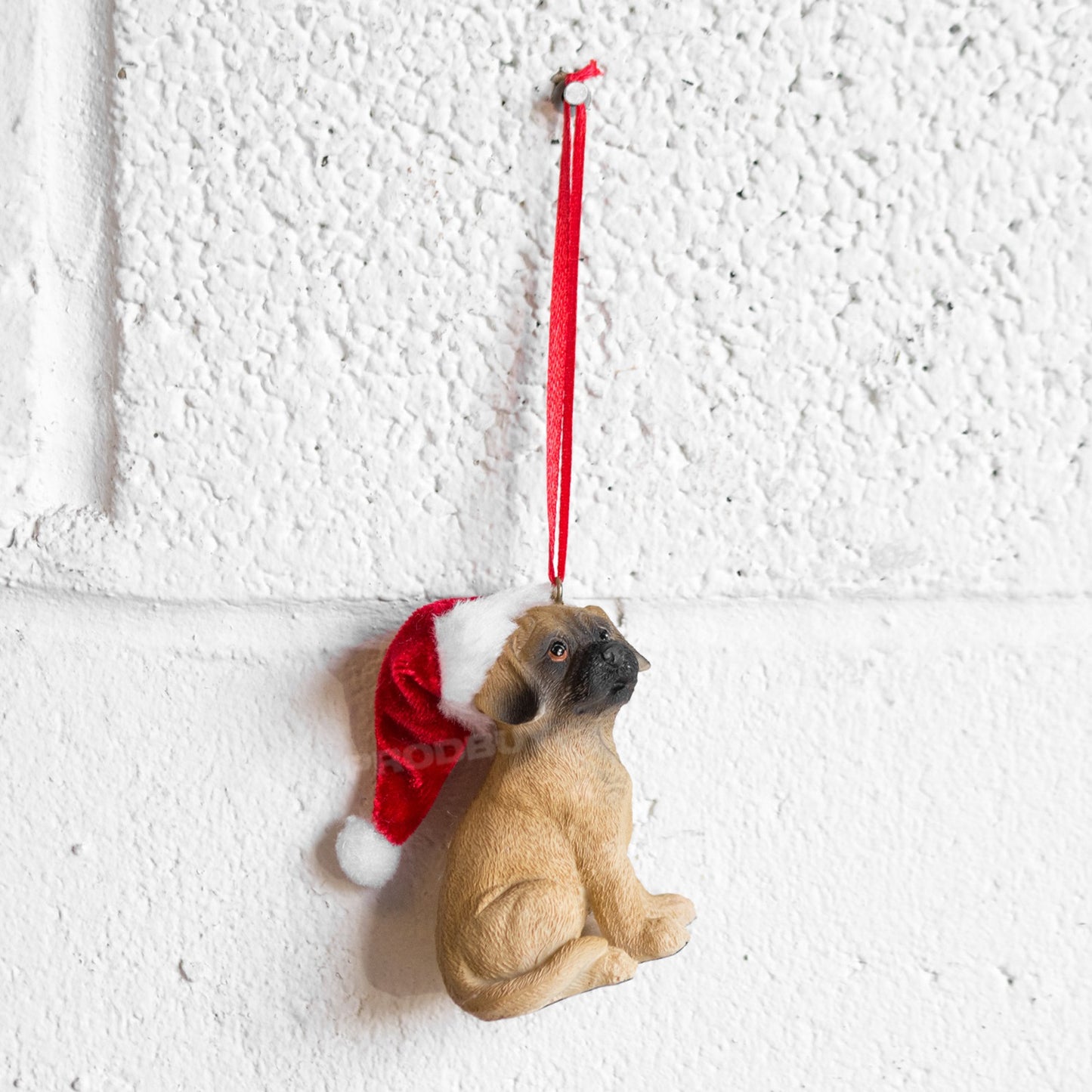 Small Christmas Dog with Santa Hat Ornament