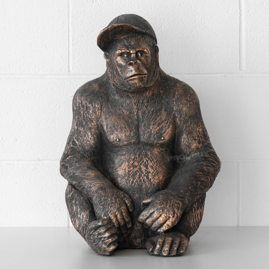 Large Resin Gorilla with Baseball Cap Ornament