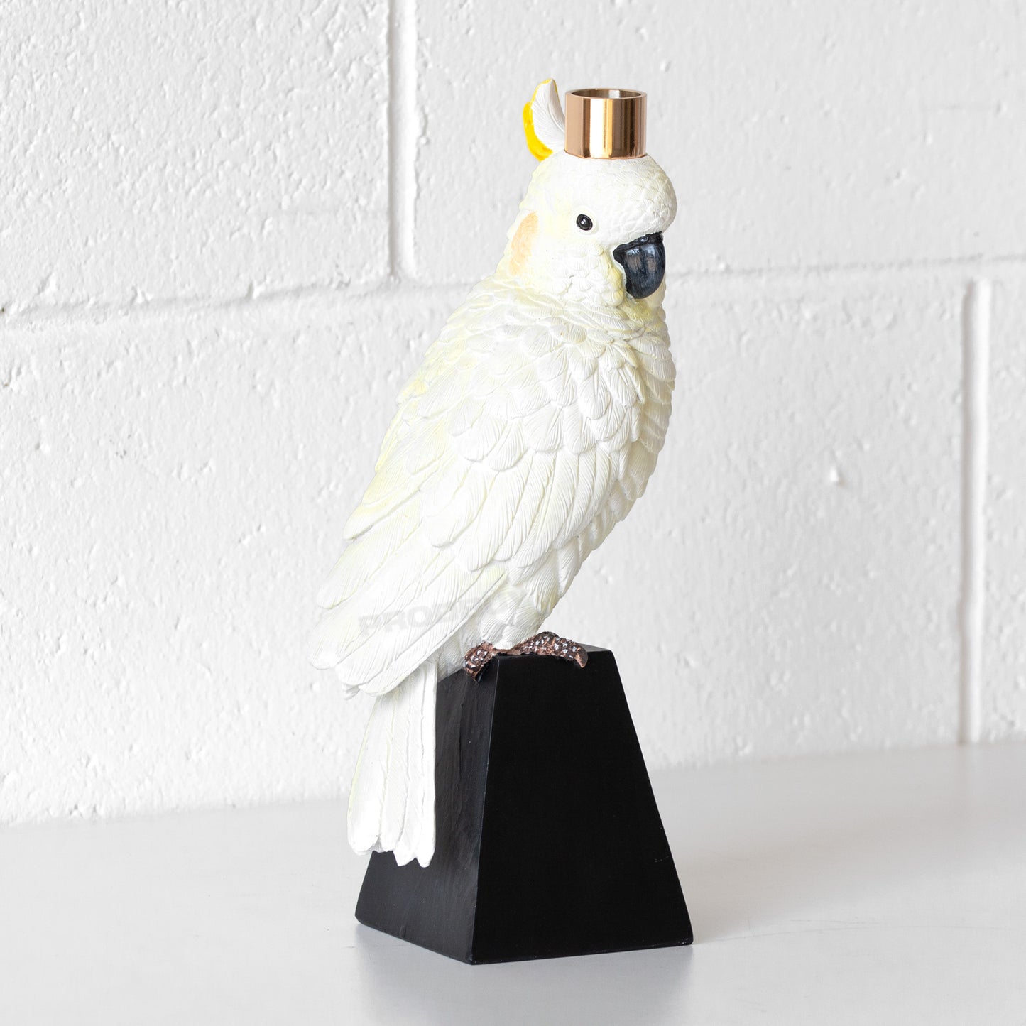 White Parrot Tapered Candle Stick Holder Ornament